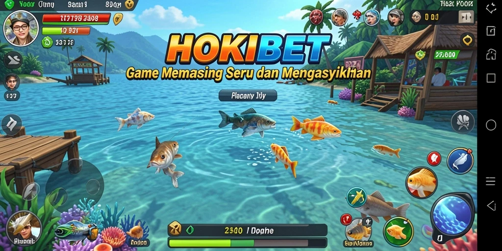 Screenshot gameplay HOKIBET menunjukkan aksi memancing yang mendebarkan.