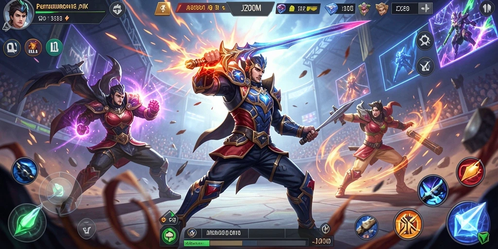 Screenshot gameplay J200M yang menampilkan pertarungan seru dan dinamis.