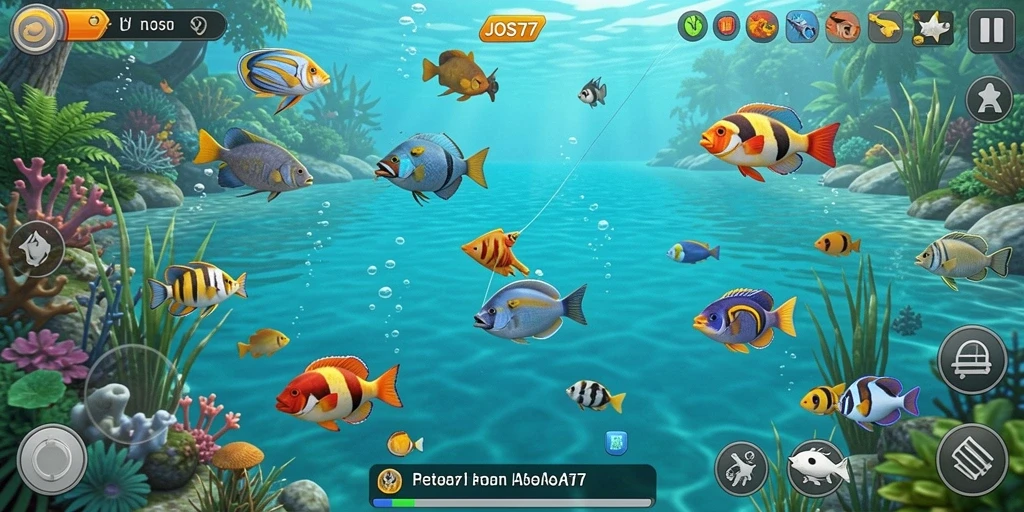 Tampilan gameplay yang menampilkan pengalaman memancing yang seru.