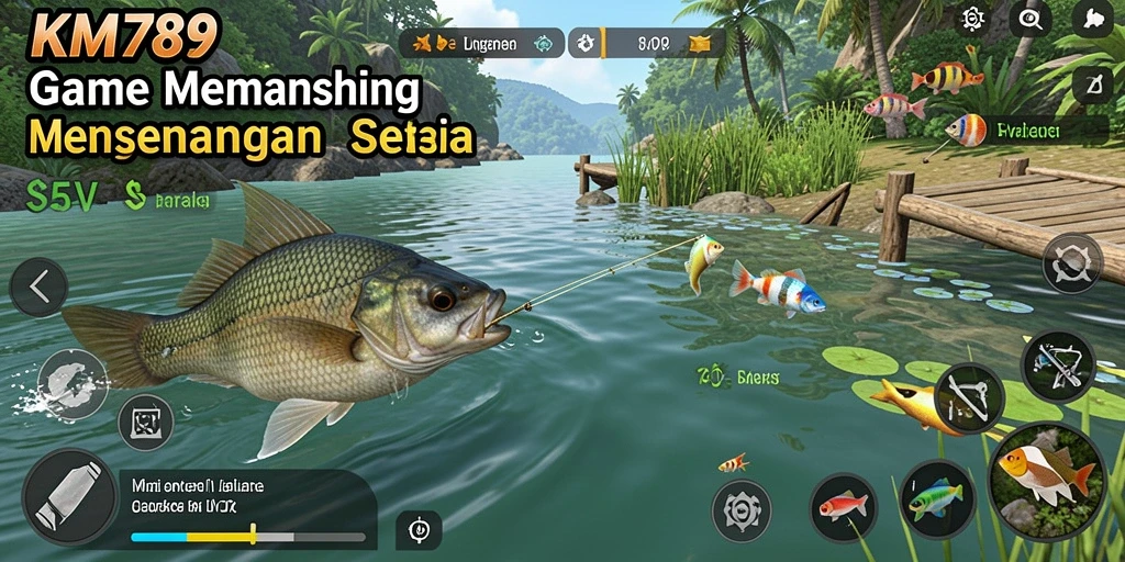 Gameplay KM789 yang menyenangkan dan menantang saat memancing ikan.