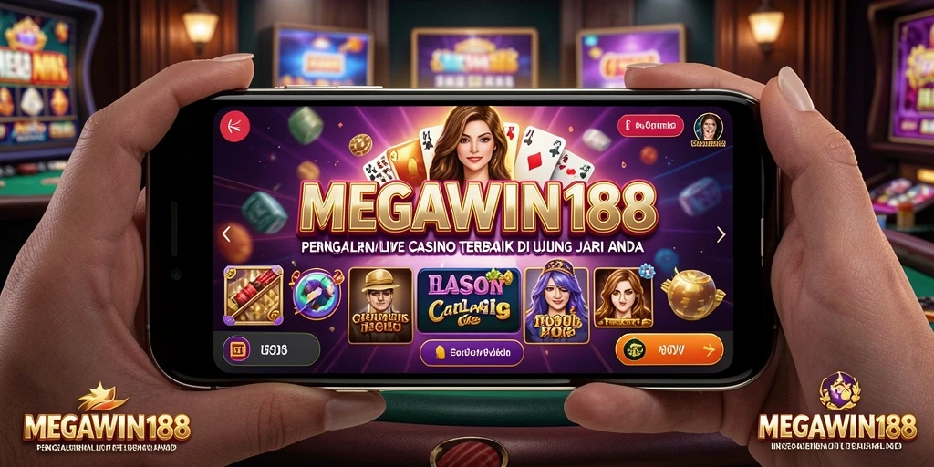 Tangkapan layar utama MEGAWIN188 menunjukkan permainan Live Casino yang interaktif dan menarik.