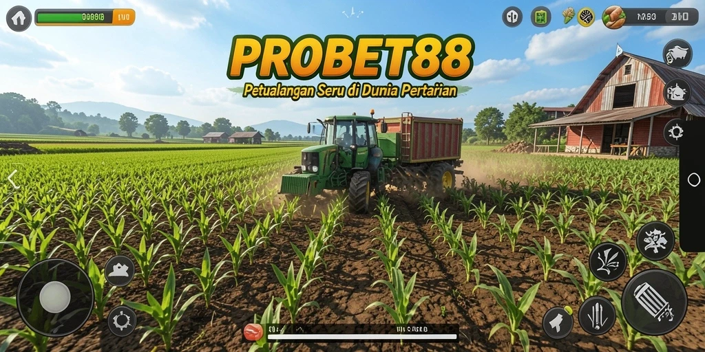 Screenshot gameplay PROBET88 menampilkan aktivitas bertani yang seru.